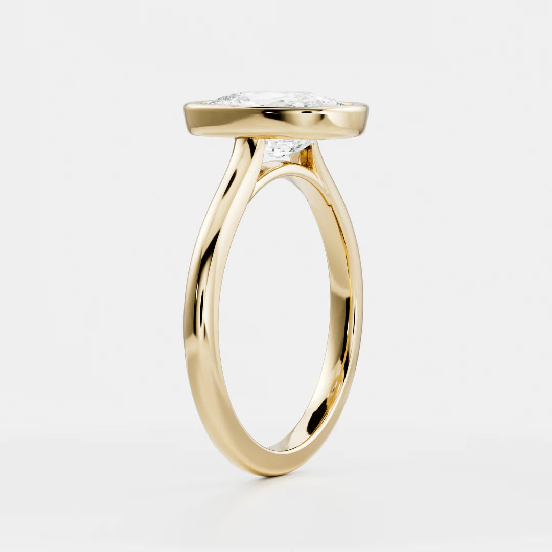 Elongated Cushion Lab-Grown Diamond Full Bezel Engagement Ring