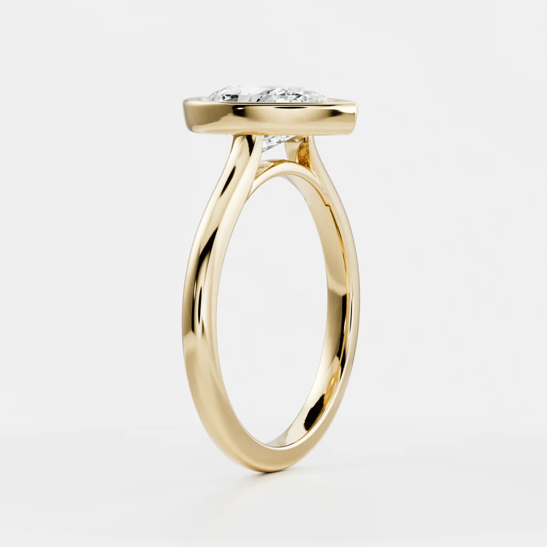 Pear Cut Lab-Grown Diamond Full Bezel Engagement Ring