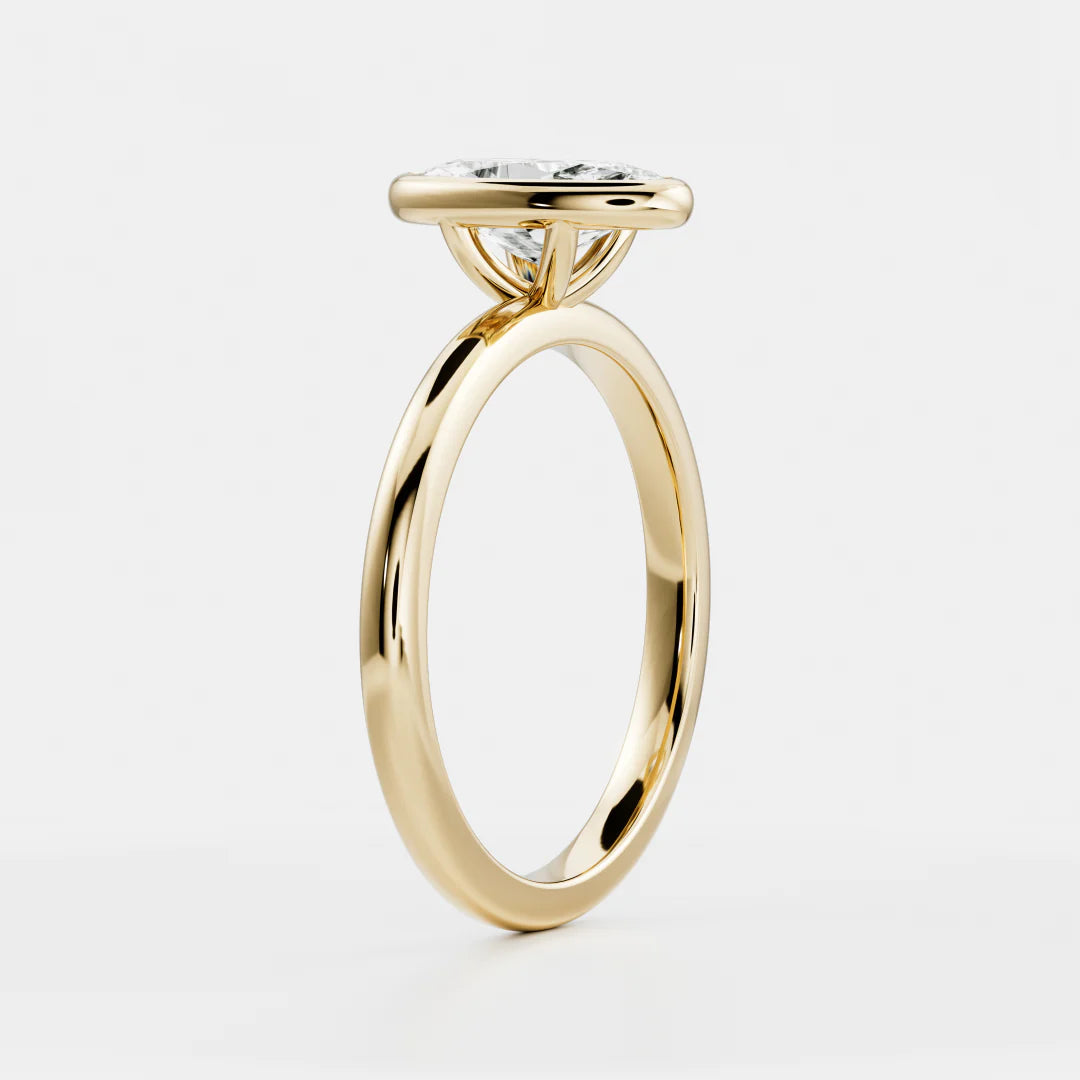 Elongated Oval Lab-Grown Diamond Full Bezel Engagement Ring