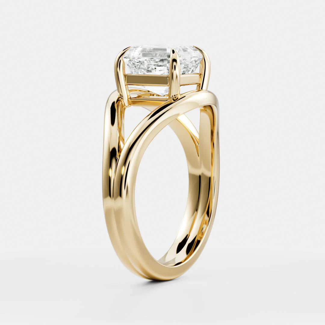 Asscher Cut Lab-Grown Diamond Solitaire Engagement Ring with Split Shank