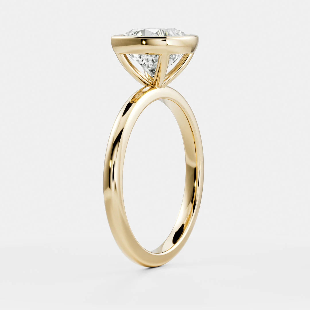 Cushion Cut Lab-Grown Diamond Full Bezel Engagement Ring