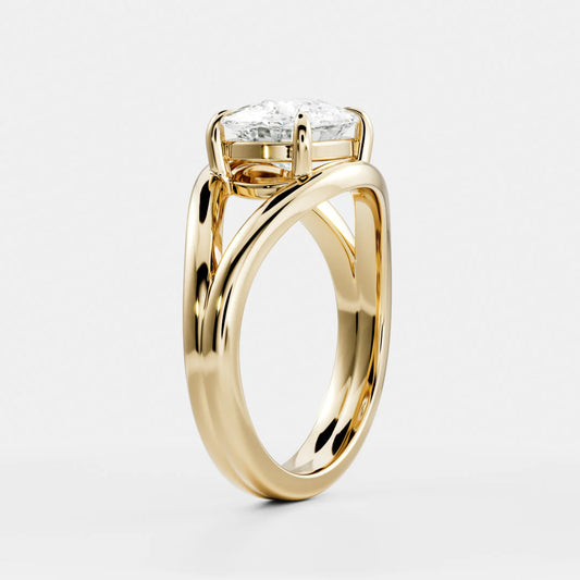 Cushion Cut Lab-Grown Diamond Double-Prong Solitaire Engagement Ring with Split Shank