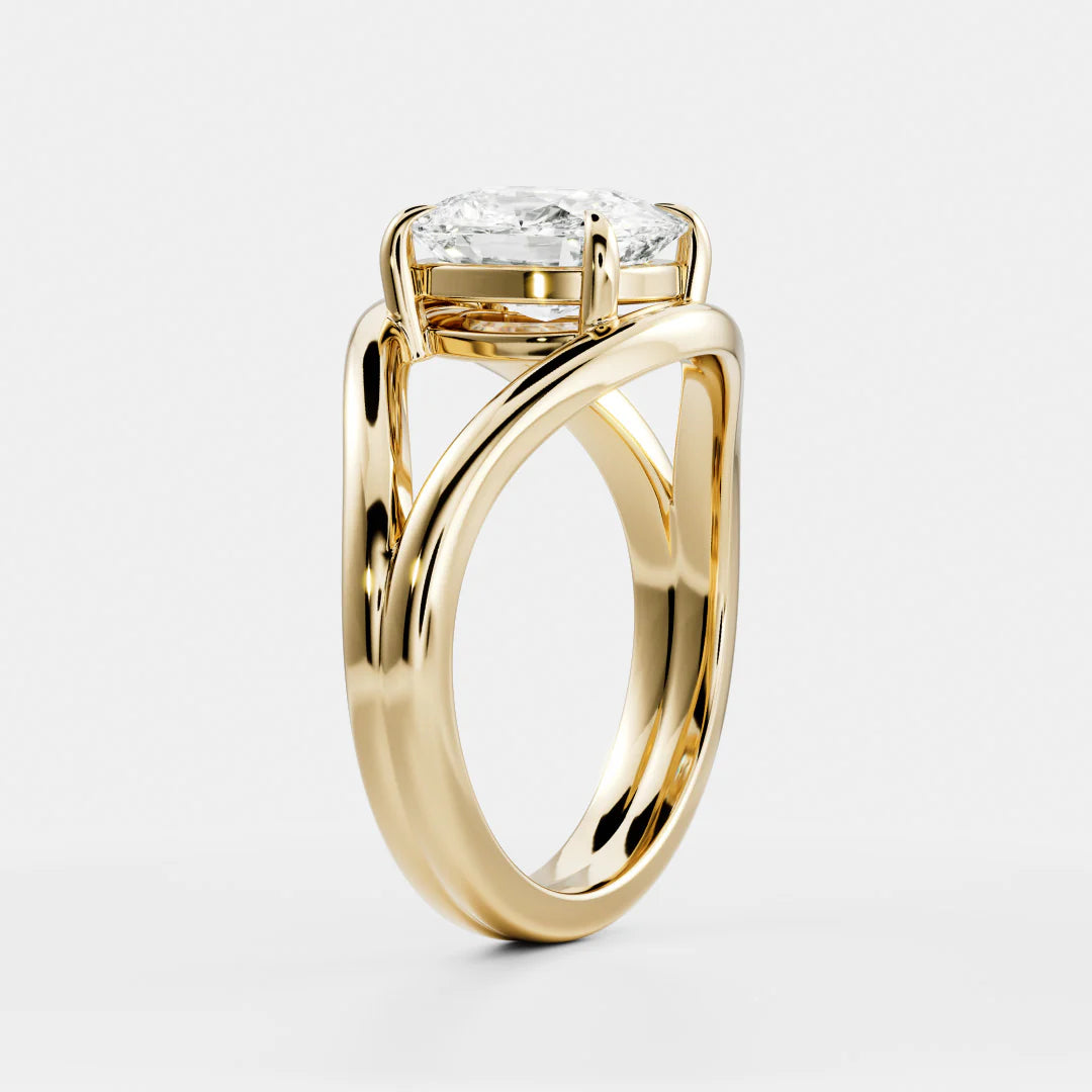 Elongated Cushion Cut Lab-Grown Diamond Solitaire Engagement Ring with Split Shank