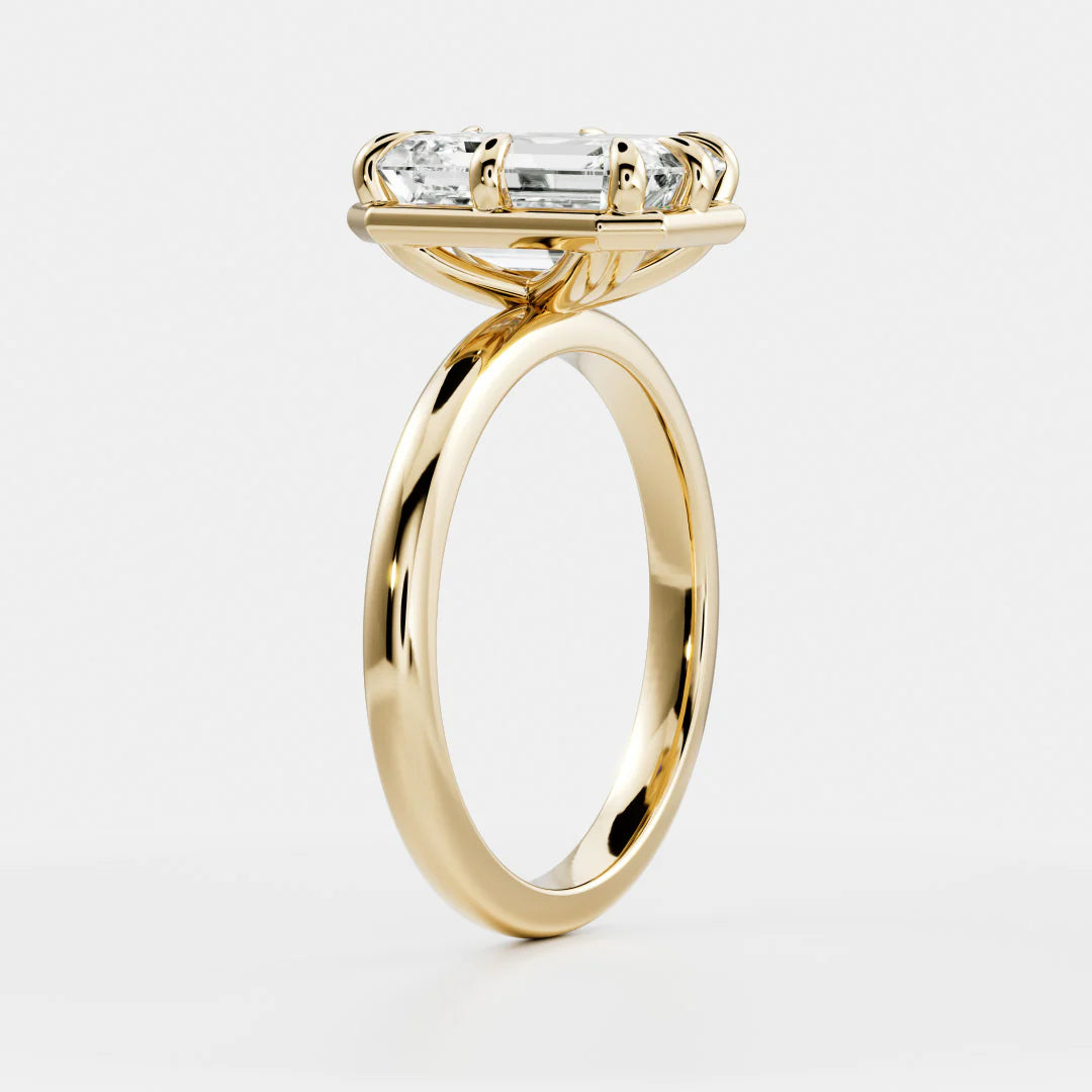 Emerald Cut Lab-Grown Diamond Bezel & Multi-Prong Engagement Ring