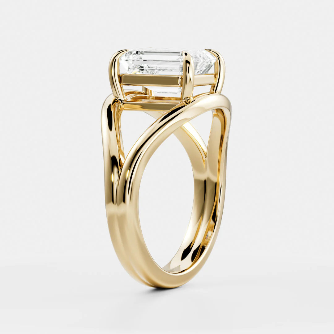 Emerald Cut Lab-Grown Diamond Solitaire Engagement Ring with Split Shank