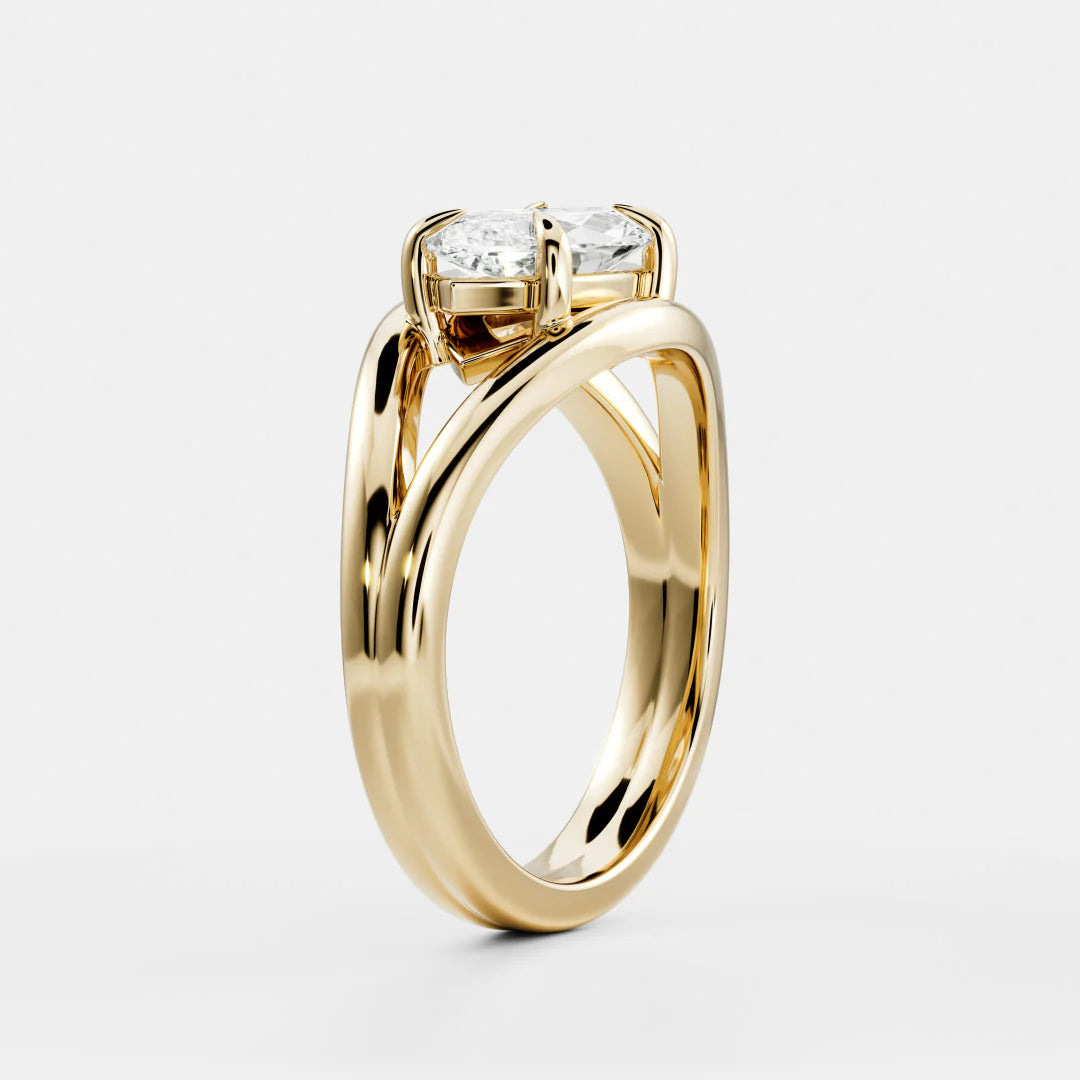 East-West Marquise Cut Lab-Grown Diamond Solitaire Engagement Ring with Split Shank