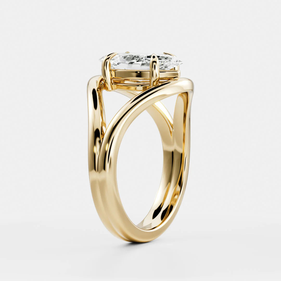 Marquise Cut Lab-Grown Diamond Solitaire Engagement Ring with Split Shank