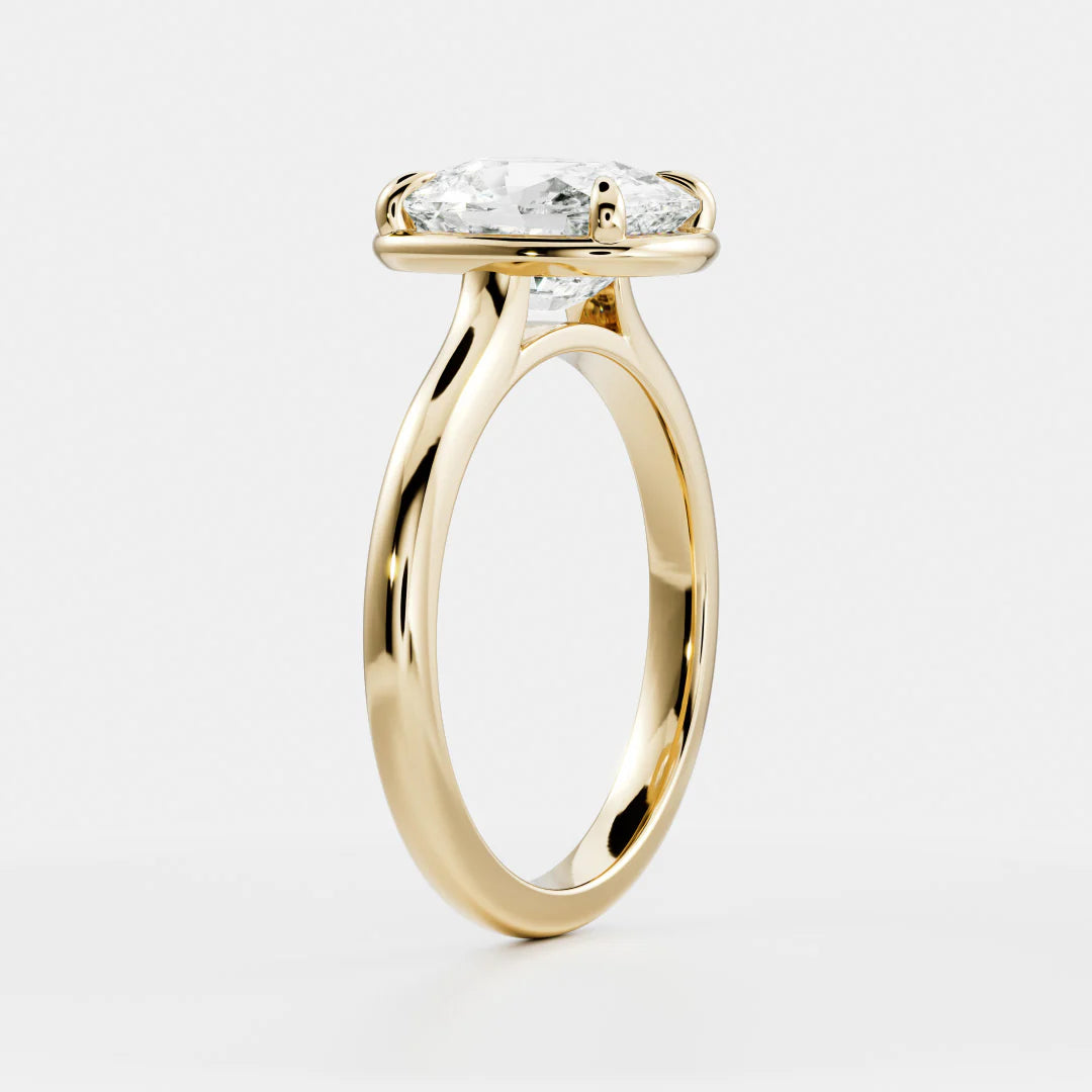 Cushion Cut Lab-Grown Diamond Bezel & 4-Prong Engagement Ring