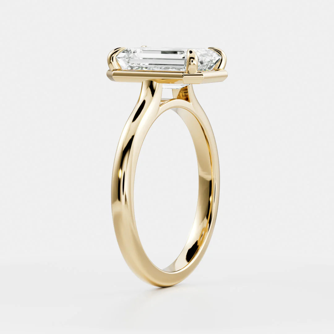 Emerald Cut Lab-Grown Diamond Bezel & Claw Prong Engagement Ring