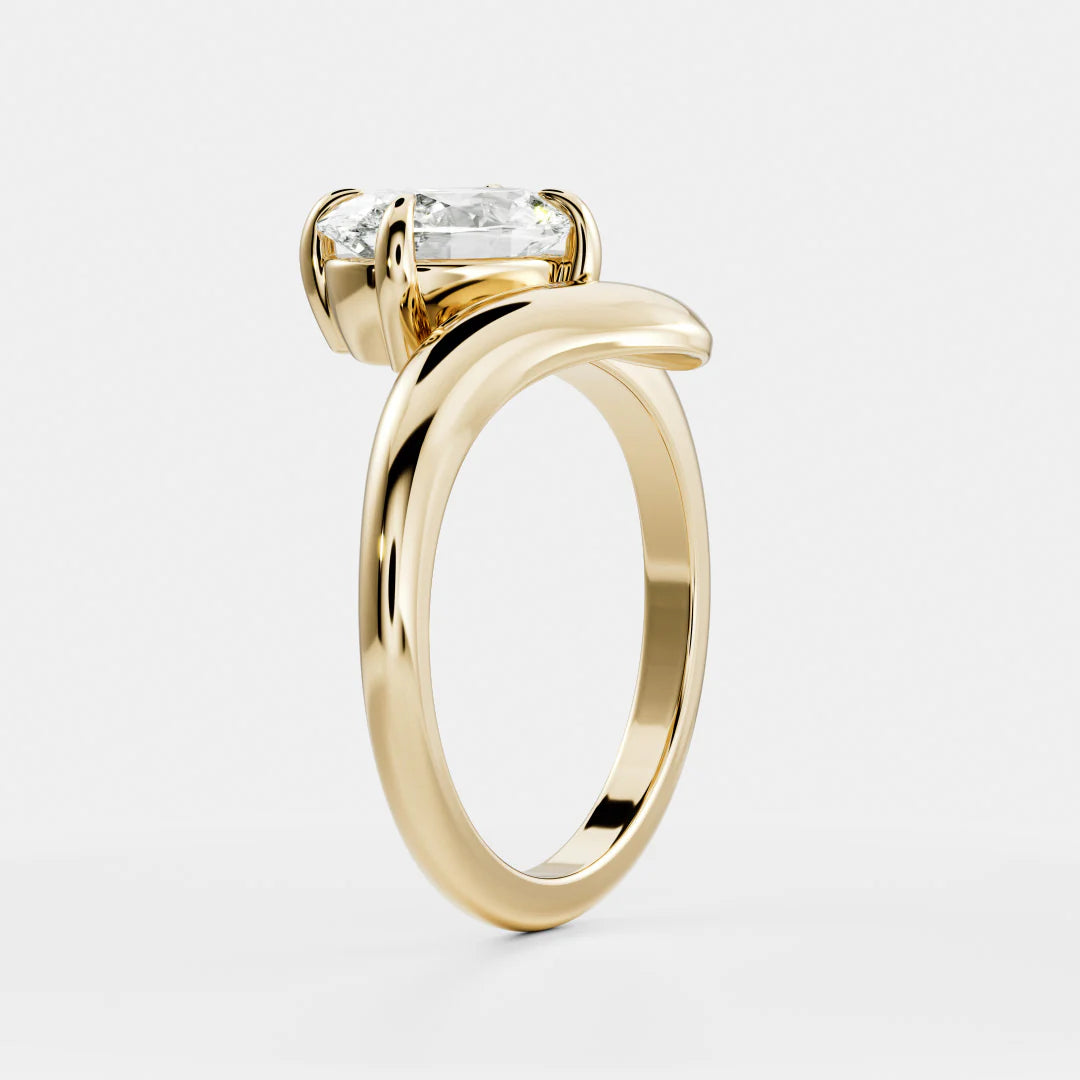 Oval Lab-Grown Diamond Solitaire Engagement Ring with Bypass Band