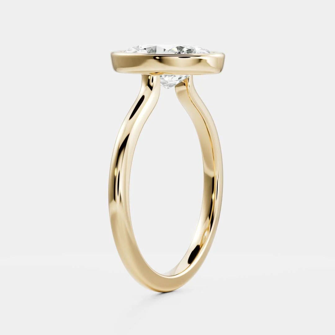 Oval Lab-Grown Diamond Full Bezel Solitaire Engagement Ring
