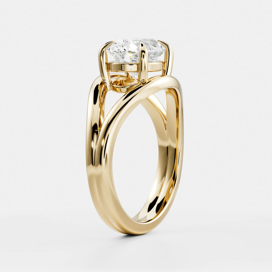 Oval Cut Lab-Grown Diamond Four-Prong Solitaire Engagement Ring with Split Shank