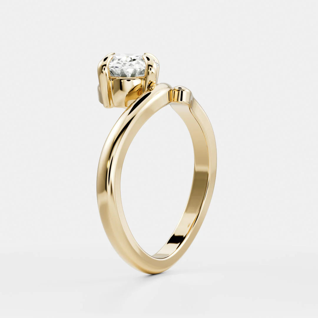 Oval Cut Lab-Grown Diamond Solitaire Engagement Ring with Bypass Band