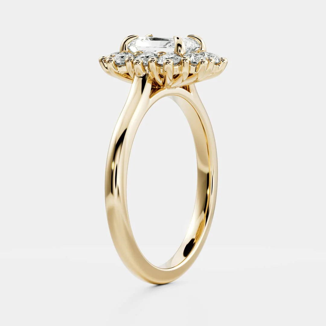 Radiant Cut Lab-Grown Diamond Cluster Halo Engagement Ring