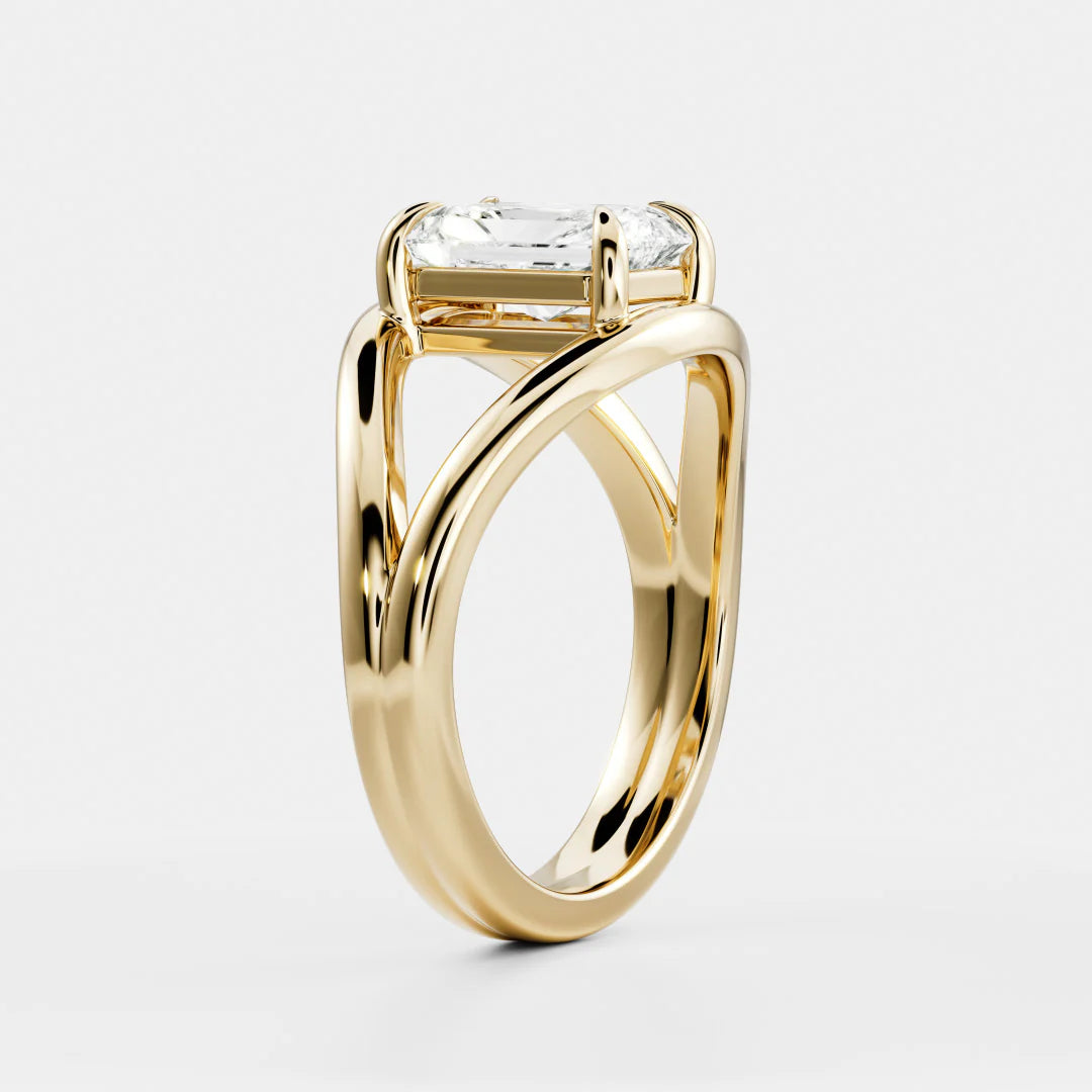Radiant Cut Lab-Grown Diamond Solitaire Engagement Ring with Split Shank
