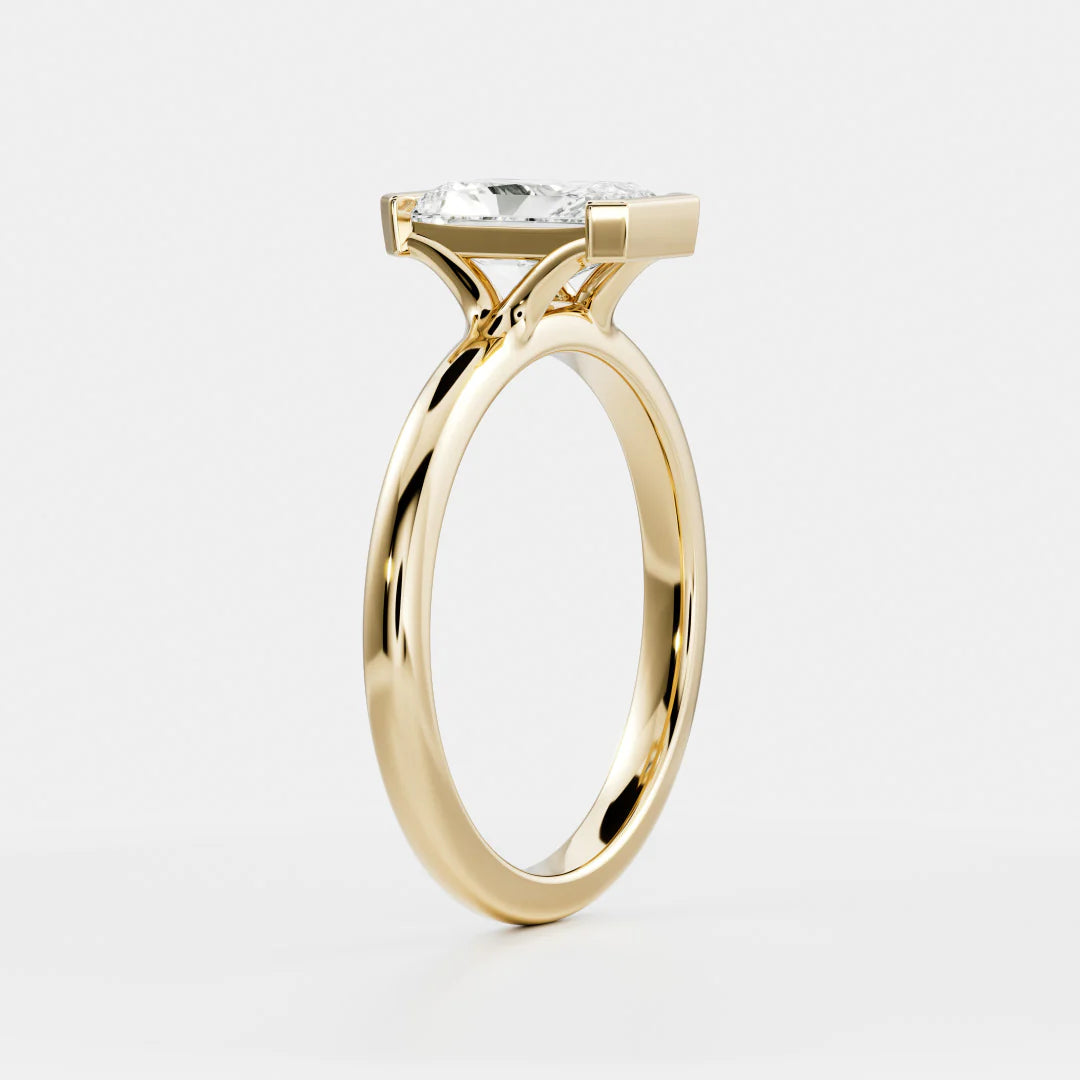 Radiant Cut Lab-Grown Diamond Half Bezel Engagement Ring