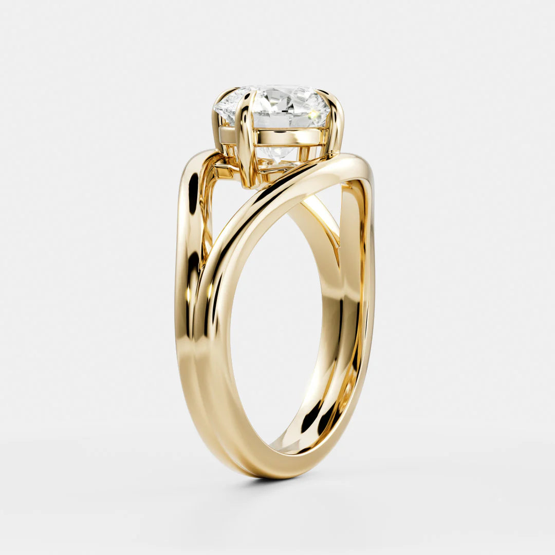 Round Brilliant Lab-Grown Diamond Solitaire Engagement Ring with Split Shank