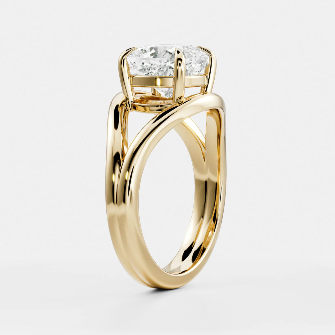 Cushion Cut Lab-Grown Diamond Solitaire Engagement Ring with Split Shank