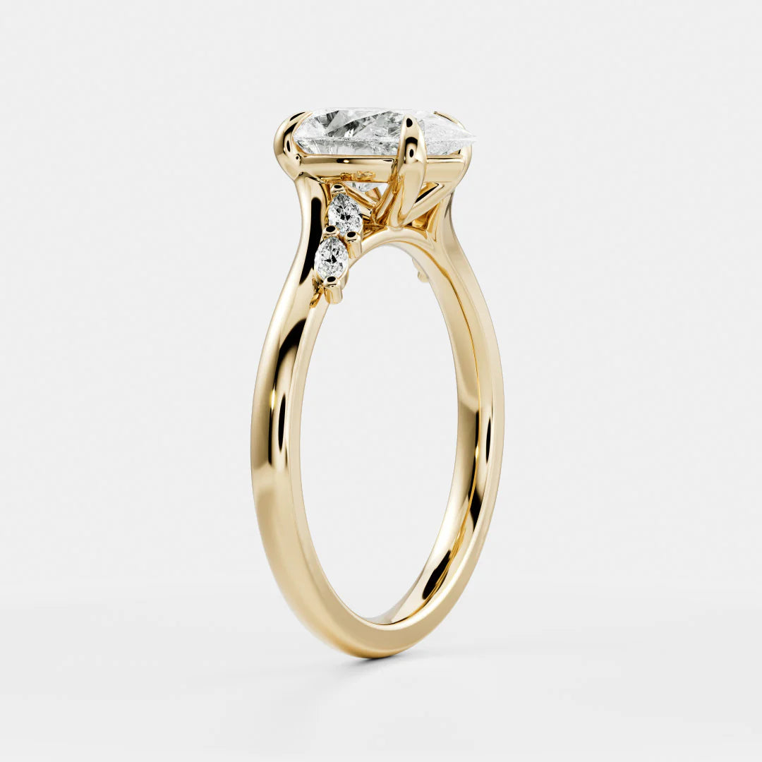 Pear Lab-Grown Diamond Marquise Accent Floral Bypass Engagement Ring