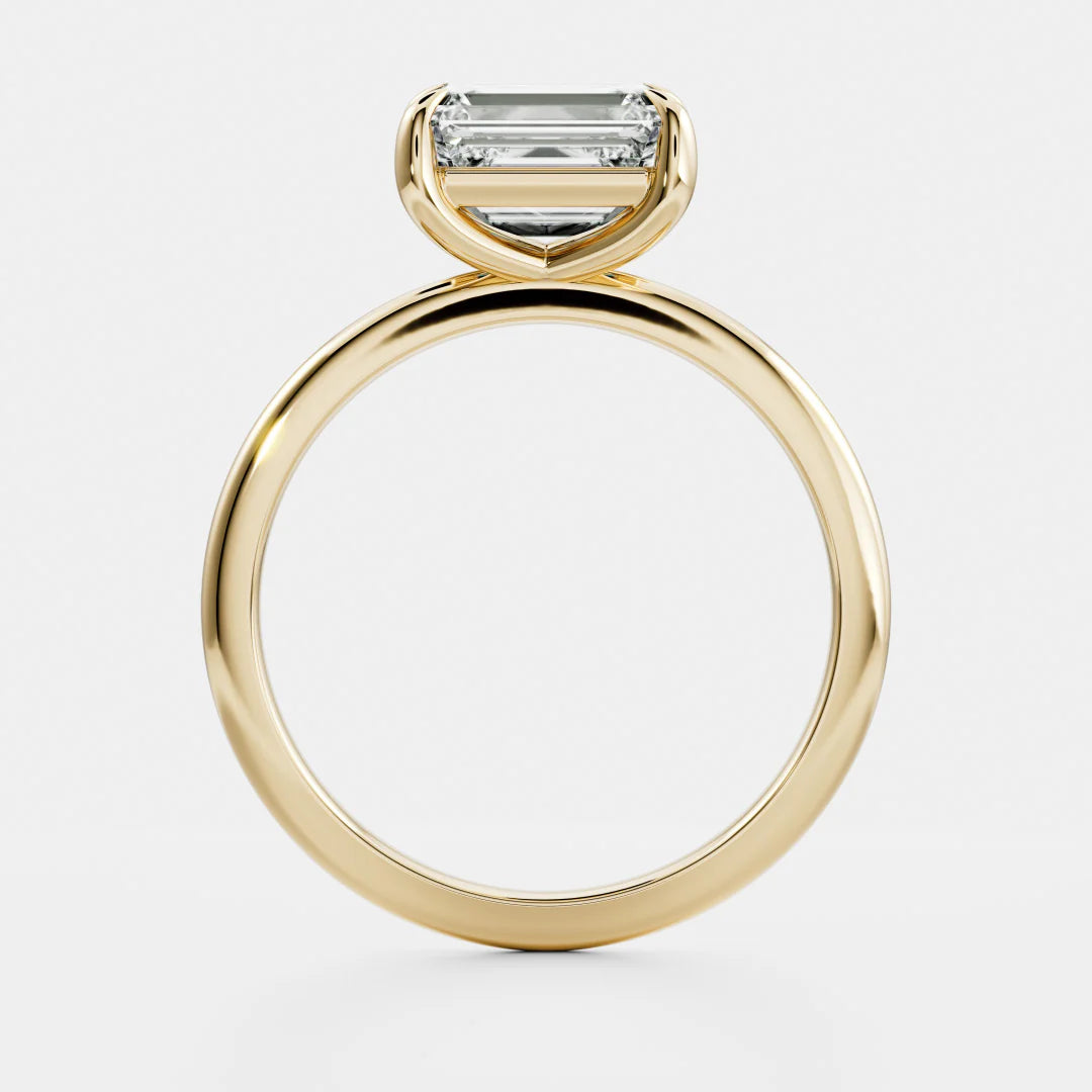 East-West Emerald Cut Lab-Grown Diamond Solitaire Engagement Ring