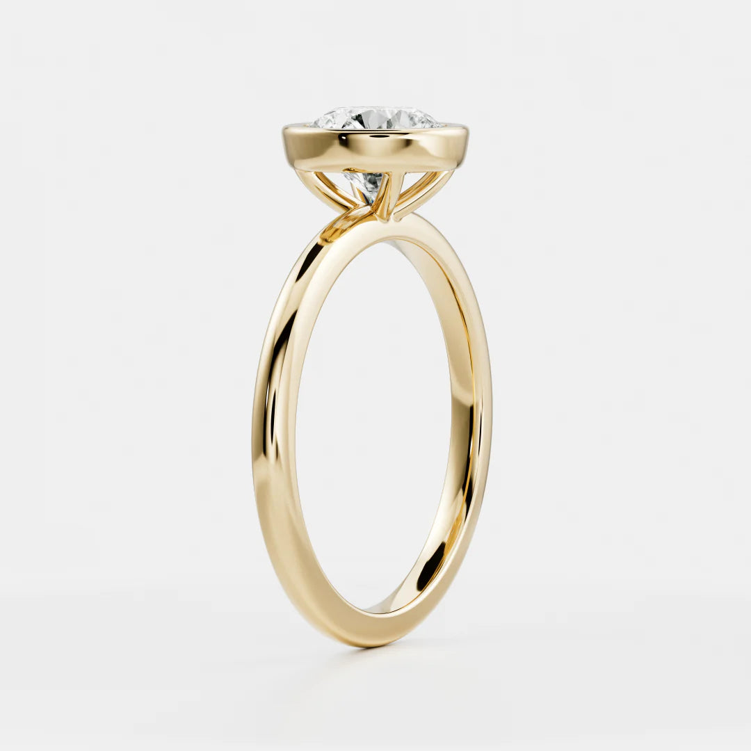 Round Cut Lab-Grown Diamond Full Bezel Engagement Ring