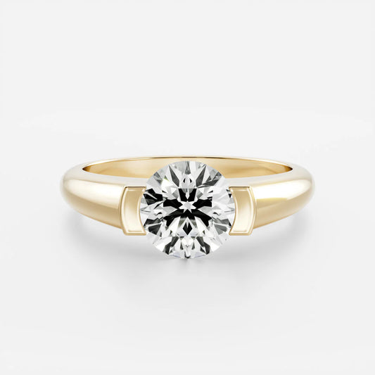 Round Brilliant Lab-Grown Diamond Bar-Set Solitaire Engagement Ring with Dome Band