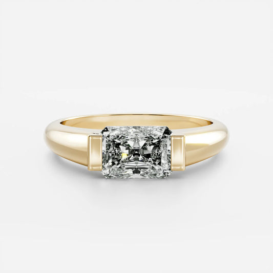 East-West Radiant Cut Lab-Grown Diamond Bar-Set Engagement Ring with Dome Band
