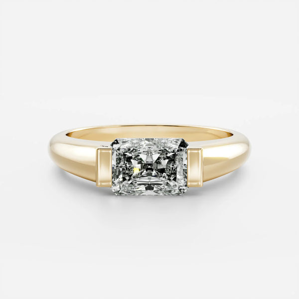 East-West Radiant Cut Lab-Grown Diamond Bar-Set Engagement Ring with Dome Band
