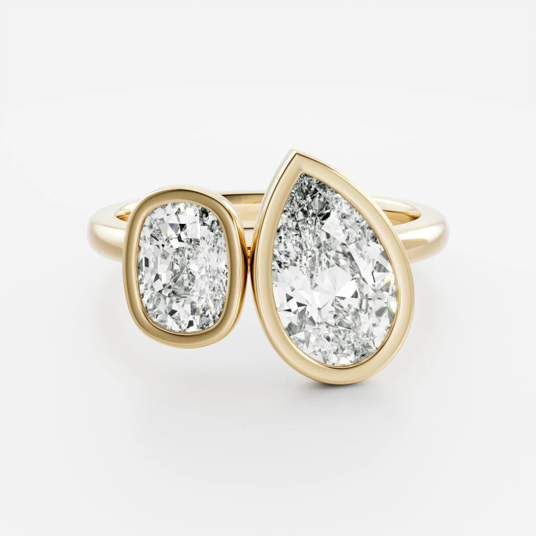 Oval & Pear Lab-Grown Diamond Bezel-Set Toi et Moi Engagement Ring