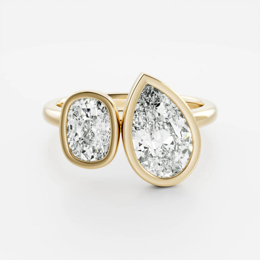 Oval & Pear Lab-Grown Diamond Bezel-Set Toi et Moi Engagement Ring