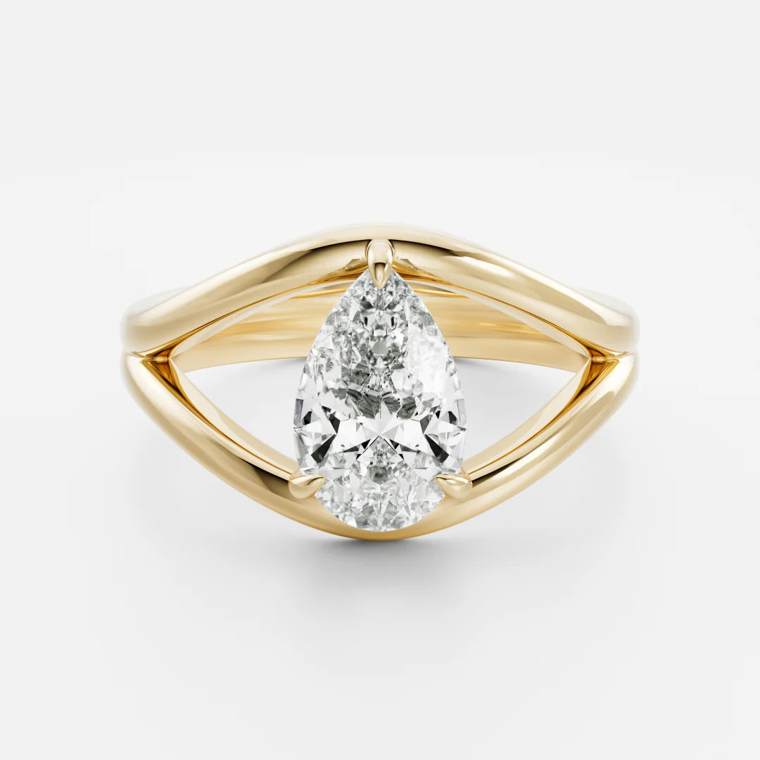 Pear Cut Lab-Grown Diamond Solitaire Engagement Ring with Split Shank