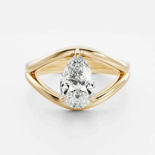 Pear Cut Lab-Grown Diamond Solitaire Engagement Ring with Split Shank