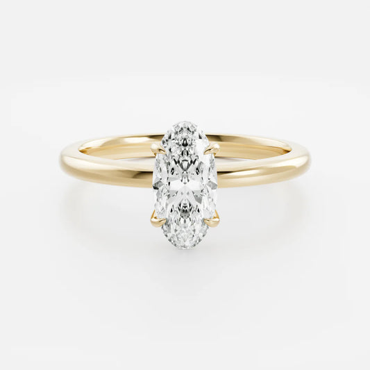 Elongated Oval Lab-Grown Diamond Claw Prong Solitaire Engagement Ring