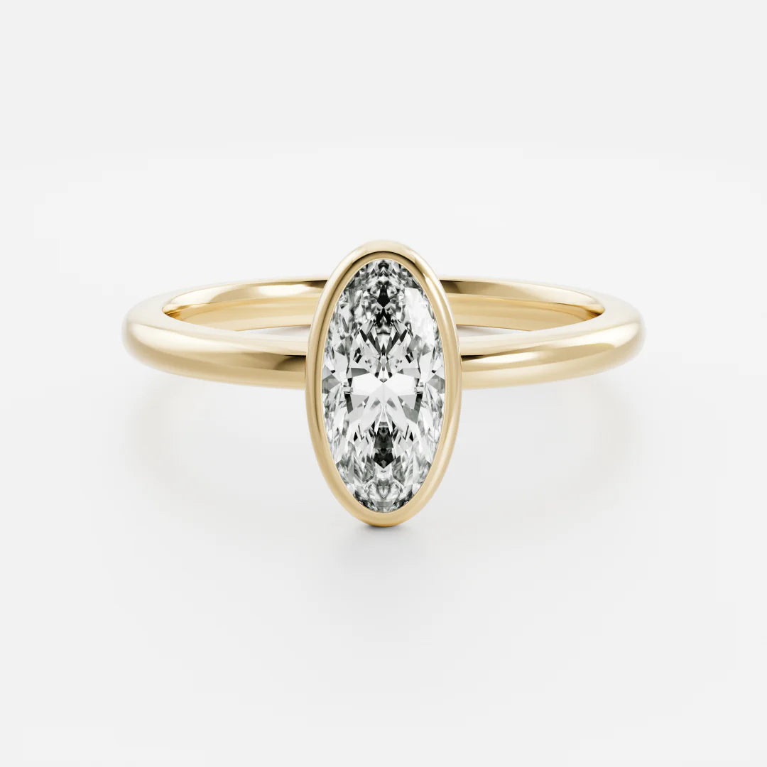 Elongated Oval Lab-Grown Diamond Full Bezel Engagement Ring
