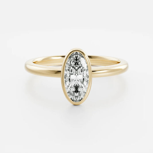 Elongated Oval Lab-Grown Diamond Full Bezel Engagement Ring