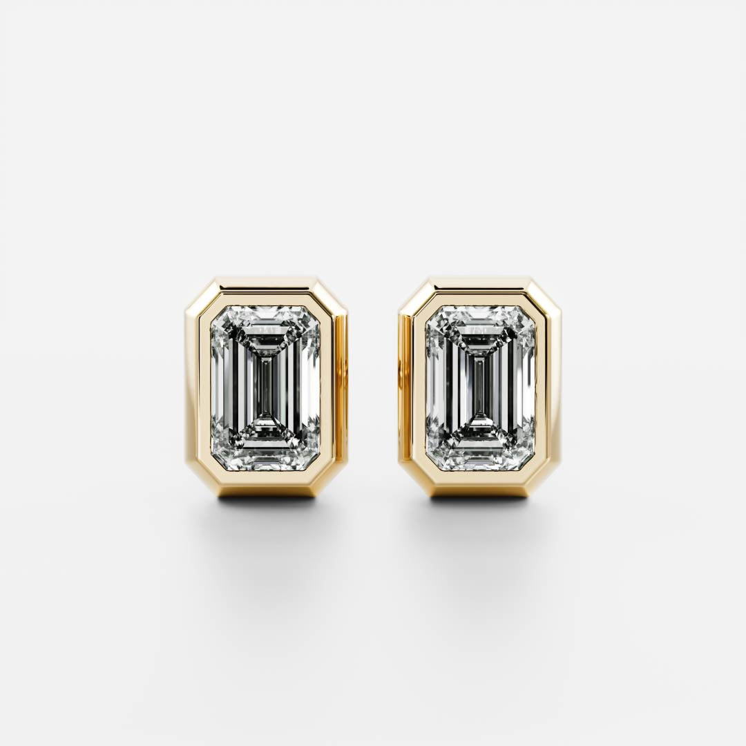 The Cleo Bezel-Set Emerald Cut Lab-Grown Diamond Studs