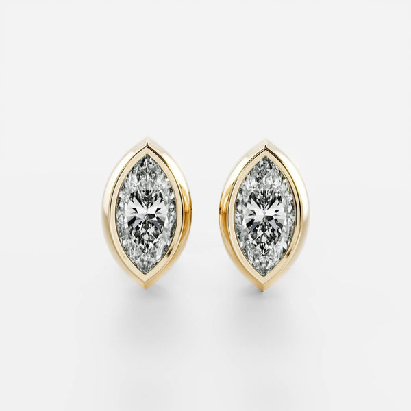 The Stella Bezel-Set Marquise Cut Lab-Grown Diamond Studs