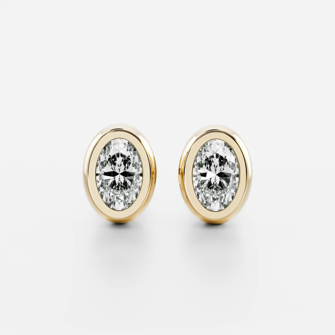 The Aria Bezel-Set Oval Cut Lab-Grown Diamond Studs