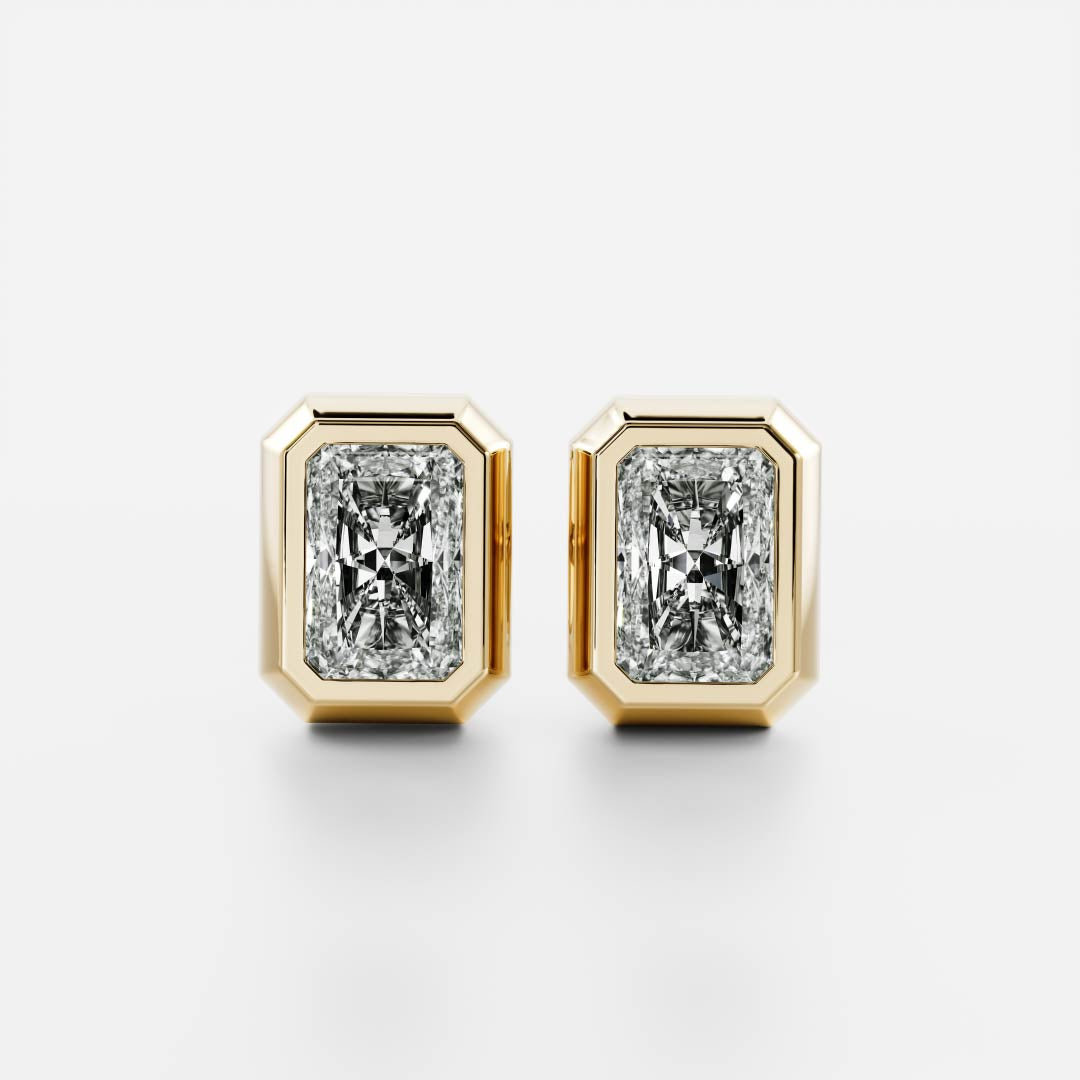 The Freya Bezel-Set Radiant Cut Lab-Grown Diamond Studs