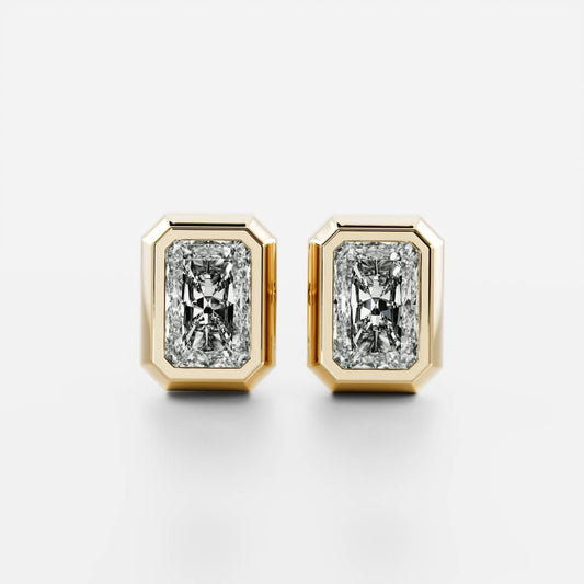 The Freya Bezel-Set Radiant Cut Lab-Grown Diamond Studs