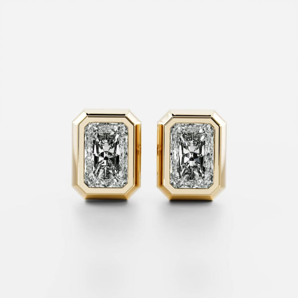 The Freya Bezel-Set Radiant Cut Lab-Grown Diamond Studs