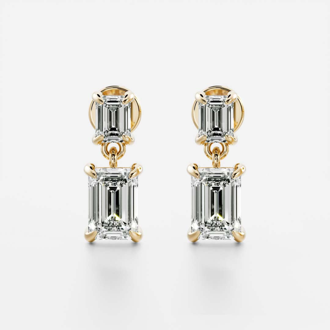 The Elara Emerald Cut Lab-Grown Diamond Drop Earrings