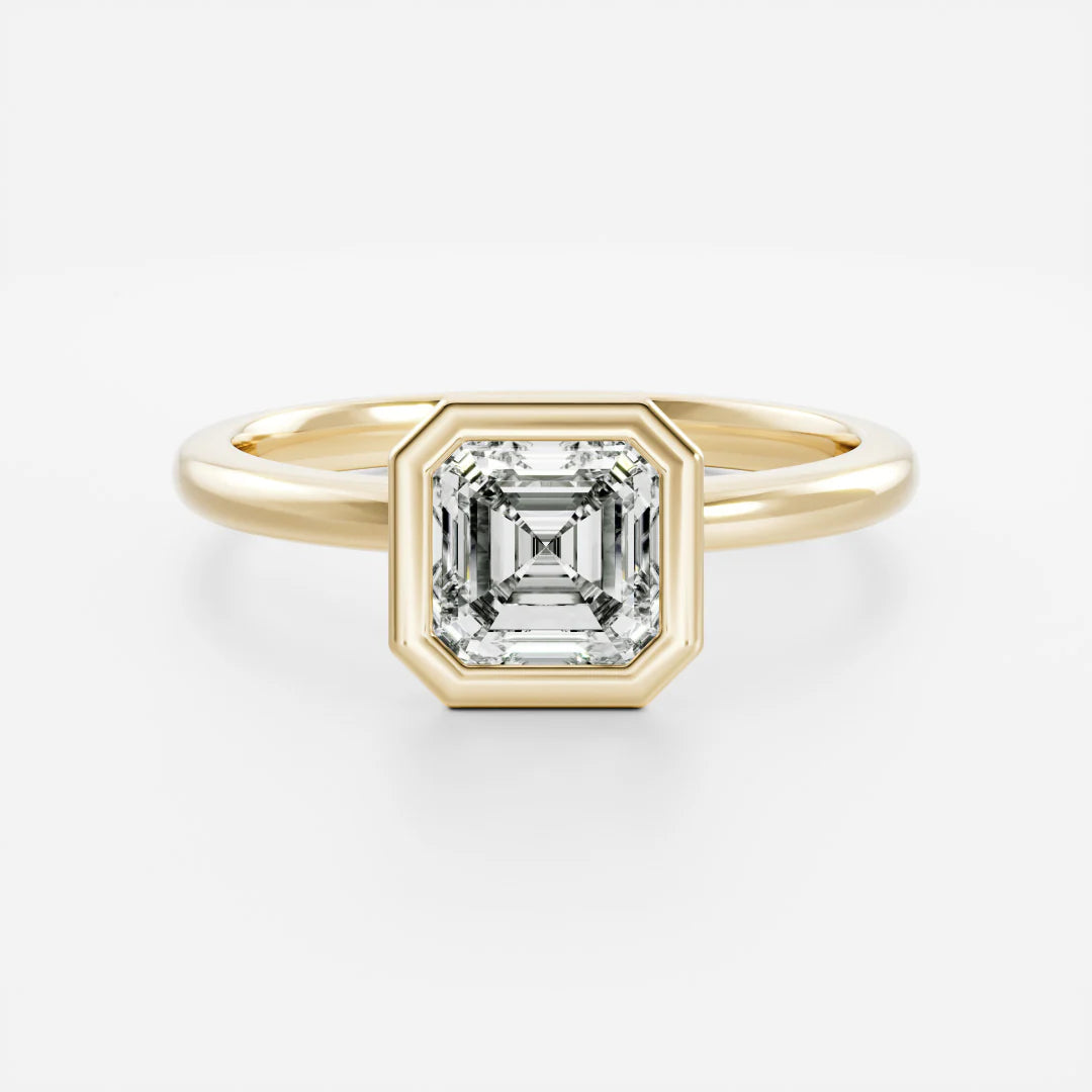 Asscher Cut Lab-Grown Diamond Full Bezel Engagement Ring