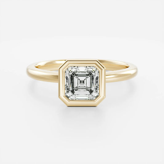 Asscher Cut Lab-Grown Diamond Full Bezel Engagement Ring