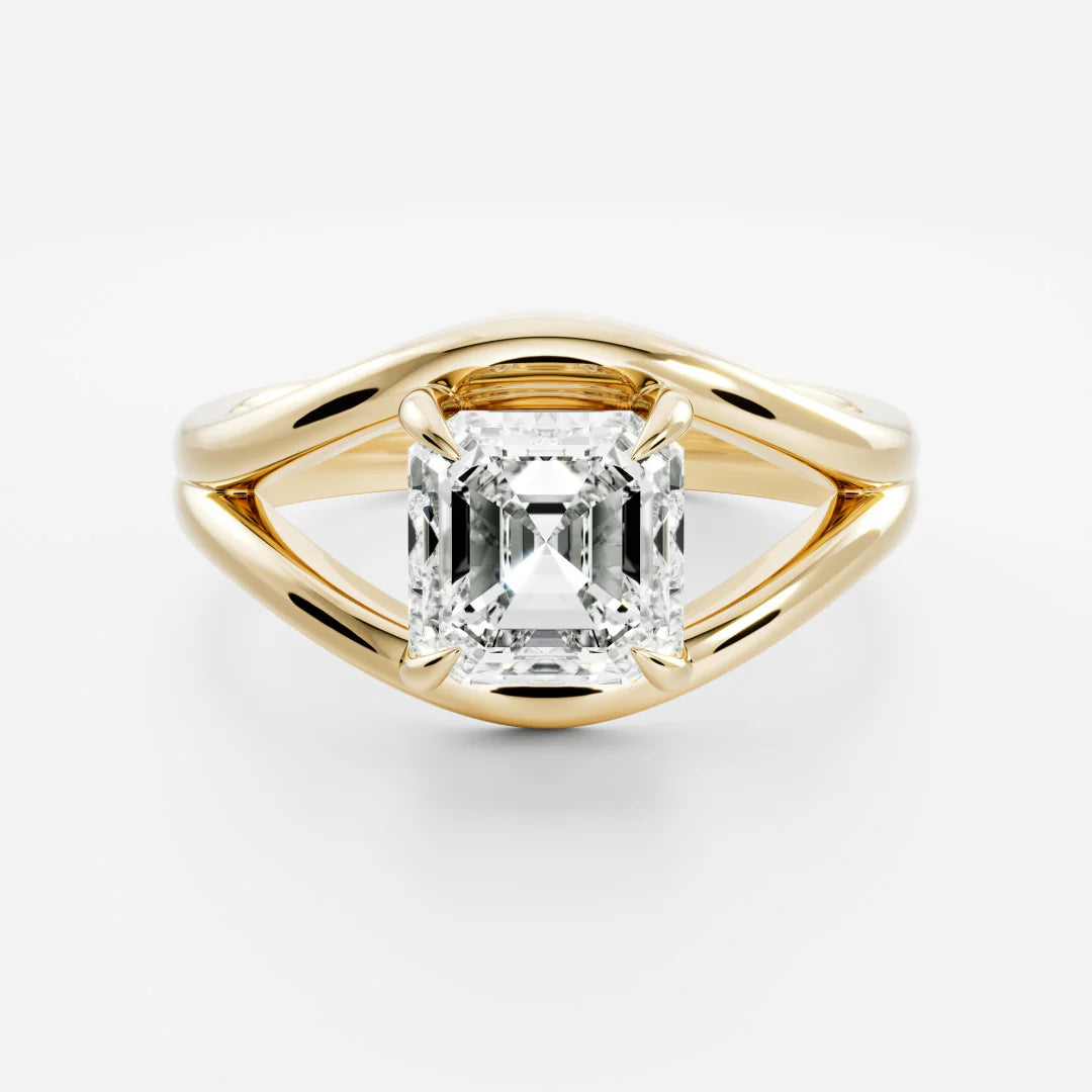 Asscher Cut Lab-Grown Diamond Solitaire Engagement Ring with Split Shank
