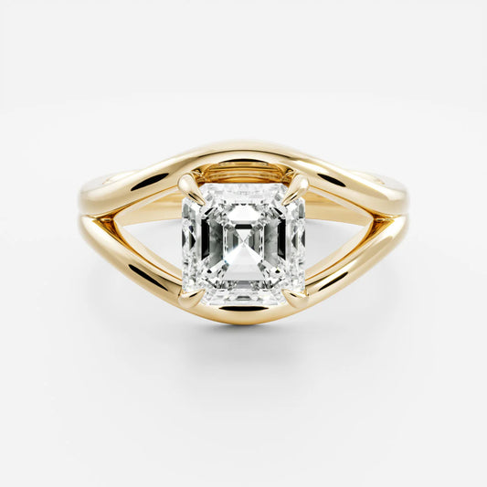 Asscher Cut Lab-Grown Diamond Solitaire Engagement Ring with Split Shank
