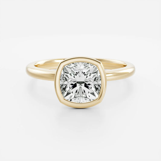 Cushion Cut Lab-Grown Diamond Full Bezel Engagement Ring
