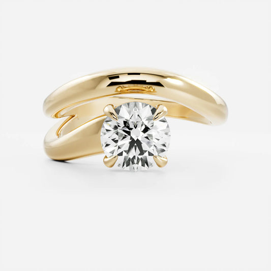 Round Brilliant Lab-Grown Diamond Solitaire Engagement Ring with Wrap Bypass Band