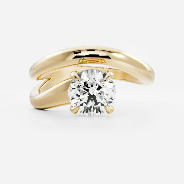 Round Brilliant Lab-Grown Diamond Solitaire Engagement Ring with Wrap Bypass Band