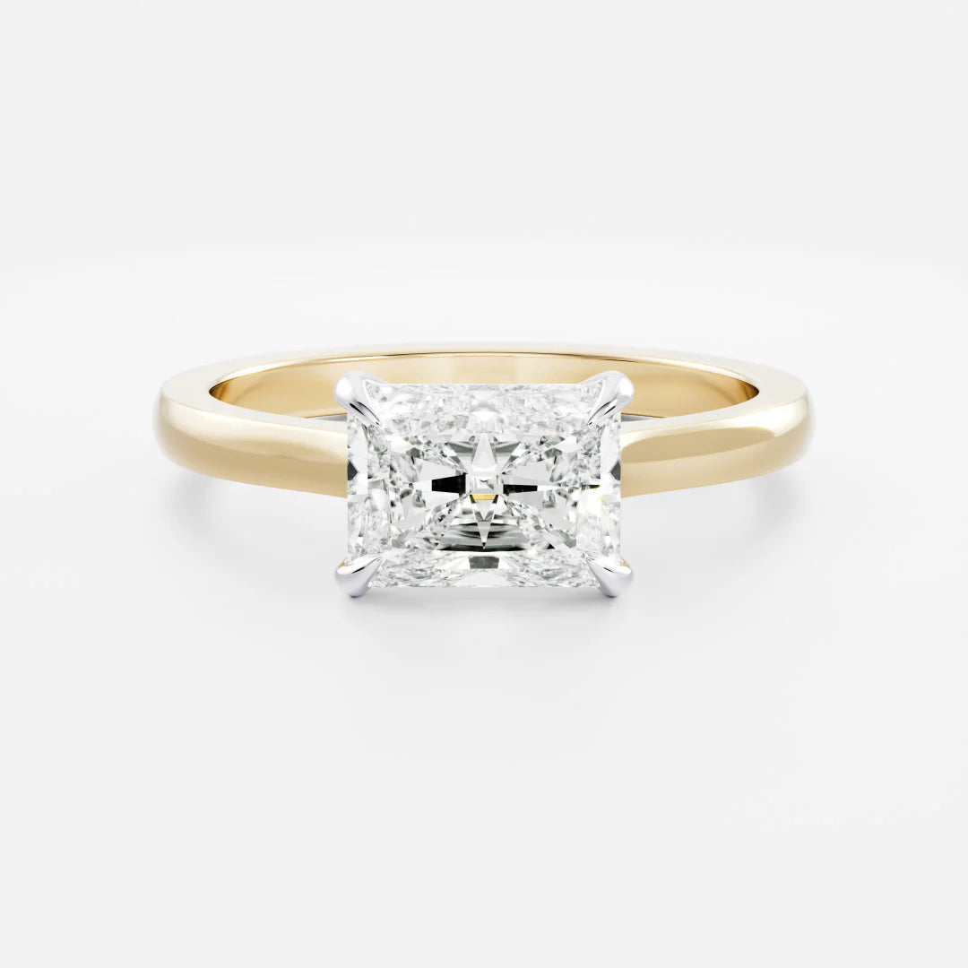 East-West Radiant Cut Lab-Grown Diamond Solitaire Engagement Ring